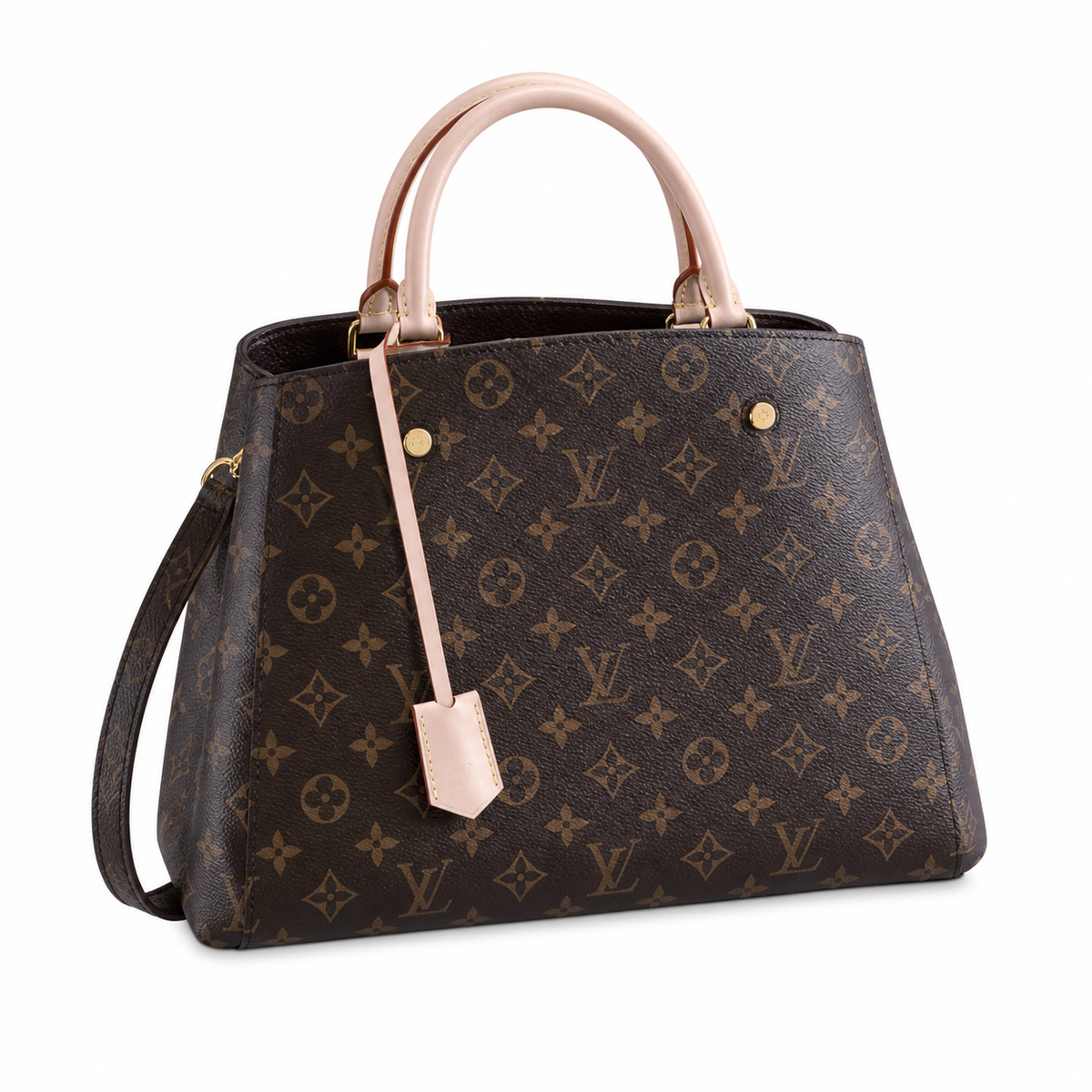 Louis Vuitton Montaigne GM — Monogram Canvas, Natural Vachetta Trim, Dual Vachetta Handles & LV Lobster Clasp